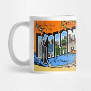 Greetings from Kalamazoo, Michigan - Vintage Large Letter Postcard Mug